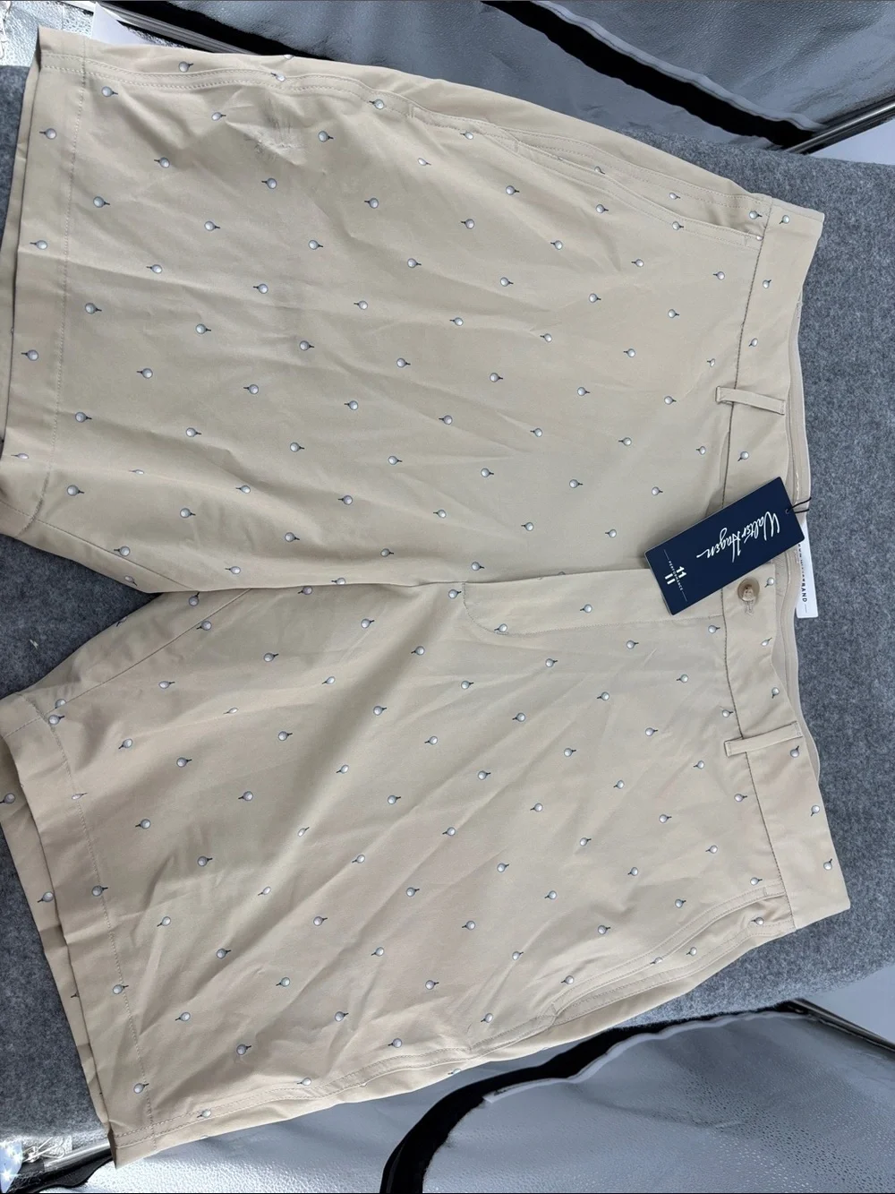 Walter Hagen P11 E waist retro golfball khaki cooling 4way stretch shorts NWT 42